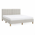 Polstret dobbeltseng med sengegavl 160 x 200 cm, beige