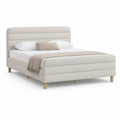 Polstret sengestel med sengegavl og lamelbund 180 x 200 cm beige